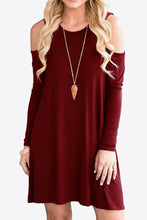 Load image into Gallery viewer, 875 Cold-Shoulder Long Sleeve Round Neck Dress