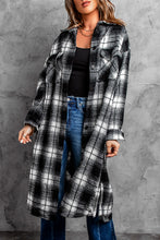 Load image into Gallery viewer, Plaid Button Down Dropped Shoulder Duster Coat