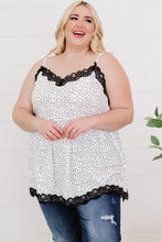 Load image into Gallery viewer, Plus Size Polka Dot Lace Trim Babydoll Cami