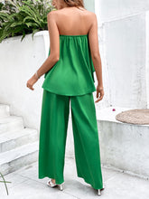 Load image into Gallery viewer, Strapless Top and Wide Leg Pants Set