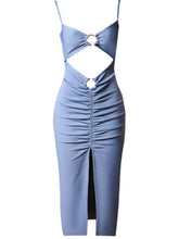 Load image into Gallery viewer, Cutout Front Slit Spaghetti Strap Midi Dress