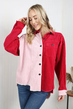 Load image into Gallery viewer, GeeGee Full Size Two-Tone Raw Hem High-Low Corduroy Jacket