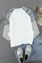 Load image into Gallery viewer, Camouflage and Stripe Print Raglan Top