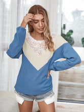 Load image into Gallery viewer, Color Block Spliced Lace Waffle-Knit Top