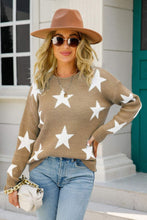 Load image into Gallery viewer, Star Pattern Dropped Shoulder Ribbed Trim Sweater