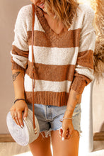 Load image into Gallery viewer, Two-Tone Striped Rib-Knit Sweater