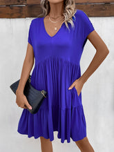 Load image into Gallery viewer, V-Neck Short Sleeve Dress with Pockets