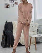 Load image into Gallery viewer, Dropped Shoulder Teddy Lounge Set