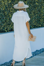 Load image into Gallery viewer, Textured Button Down Slit Shirt Dress