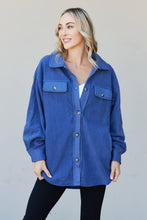 Load image into Gallery viewer, Heimish Full Size Button-Up Shirt Jacket in Denim Blue