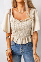 Load image into Gallery viewer, Smocked Frill Trim Peplum Top