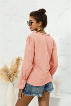 Load image into Gallery viewer, Frill Trim V-Neck Flounce Sleeve Shirt