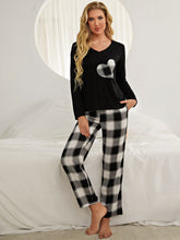 Load image into Gallery viewer, Plaid Heart Top and Pants Lounge Set