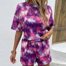 Load image into Gallery viewer, Tie Dye Round Neck Dropped Shoulder Half Sleeve Top and Shorts Set