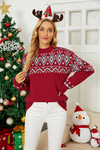 Load image into Gallery viewer, Geometric Crewneck Dropped Shoulder Sweater