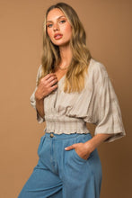 Load image into Gallery viewer, Gilli Chevron Smocked Cropped Peplum Top