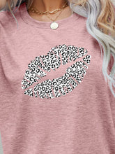 Load image into Gallery viewer, Leopard Lip Graphic Round Neck Tee