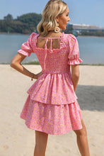 Load image into Gallery viewer, Ditsy Floral Tie Back Smocked Layered Dress