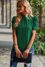 Load image into Gallery viewer, Tie Back Gathered Detail Puff Sleeve Top