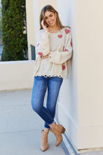 Load image into Gallery viewer, ADORA Full Size Heart Round Neck Distressed Sweater