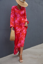 Load image into Gallery viewer, Floral Drawstring Waist Long Sleeve Dress