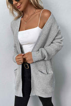 Load image into Gallery viewer, Rib-Knit Open Front Pocketed Cardigan