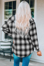 Load image into Gallery viewer, Plaid Curved Hem Button Down Shirt Jacket