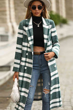 Load image into Gallery viewer, Plaid Double-Breasted Lapel Collar Belted Coat