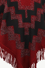 Load image into Gallery viewer, Chevron Mock Neck Fringe Hem Poncho