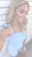 Load image into Gallery viewer, BABY BLUE BOW DETAIL ROMPER