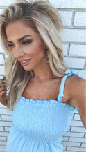 Load image into Gallery viewer, BABY BLUE BOW DETAIL ROMPER