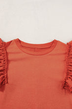 Load image into Gallery viewer, Ruffled Round Neck Cap Sleeve Blouse
