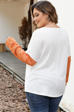 Load image into Gallery viewer, Plus Size Color Block Dropped Shoulder Blouse
