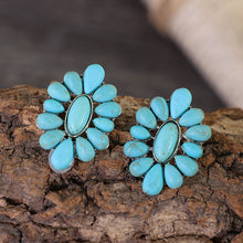 Load image into Gallery viewer, Flower Shape Artificial Turquoise Earrings
