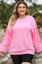 Load image into Gallery viewer, Plus Size Sequin Round Neck Dropped Shoulder Sweatshirt

