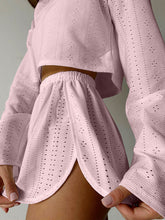 Load image into Gallery viewer, Eyelet Round Neck Top and Shorts Set
