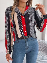 Load image into Gallery viewer, Polka Dot Contrast Long Sleeve Shirt
