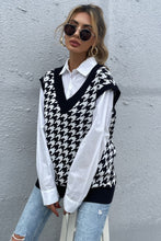 Load image into Gallery viewer, Houndstooth Ribbed V-Neck Sweater Vest
