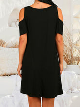 Load image into Gallery viewer, Round Neck Cold Shoulder Short Sleeve Dress

