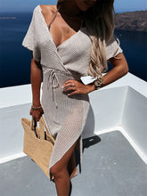 Load image into Gallery viewer, Slit Surplice Cap Sleeve Cover Up
