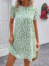 Load image into Gallery viewer, Floral Round Neck Petal Sleeve Mini Dress
