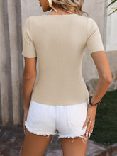 Load image into Gallery viewer, Round Neck Short Sleeve Knit Top
