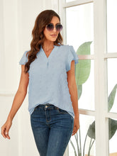 Load image into Gallery viewer, Swiss Dot Notched Cap Sleeve Blouse
