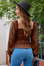 Load image into Gallery viewer, Smocked Square Neck Long Sleeve Blouse
