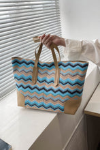 Load image into Gallery viewer, Chevron Straw Tote Bag
