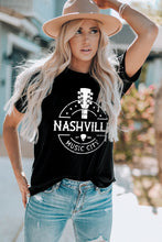 Load image into Gallery viewer, Western NASHVILLE MUSIC CITY Cuffed Graphic Tee Shirt
