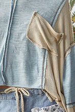 Load image into Gallery viewer, POL Round Neck Contrast Stitching High-Low Top
