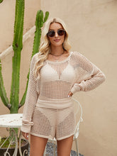 Load image into Gallery viewer, Openwork Round Neck Top and Shorts Swim Set
