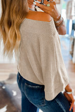 Load image into Gallery viewer, Ribbed Boat Neck Batwing Sleeve T-Shirt
