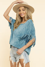 Load image into Gallery viewer, BLUE BUTTERCUP Mineral Dyed Fringe Top
